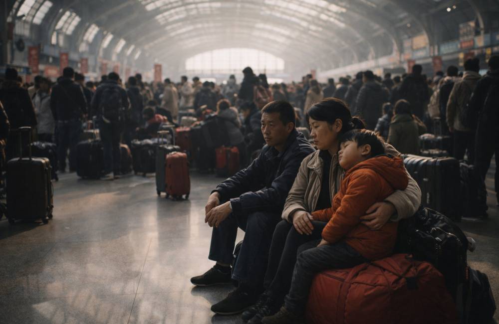 gare chinoise, d&eacute;part en vacances