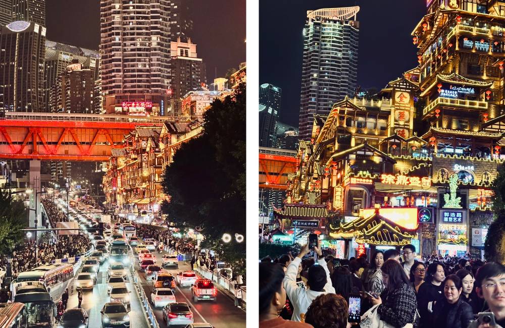 Chongqing, Hongyadong, illuminations