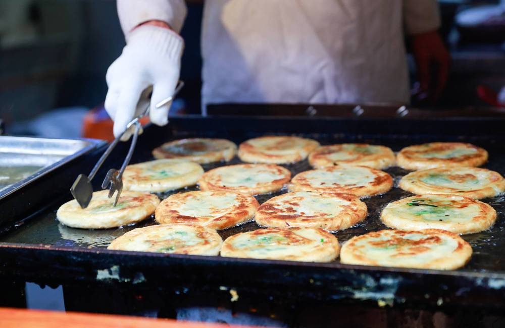 Shaokao, galettes aux oignons de printemps