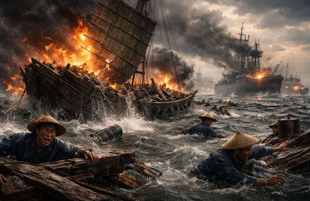 guerre opium, destruction marine chinoise