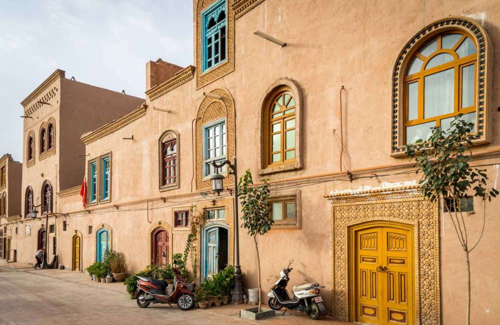 Kashgar, Xinjiang, rue, maisons