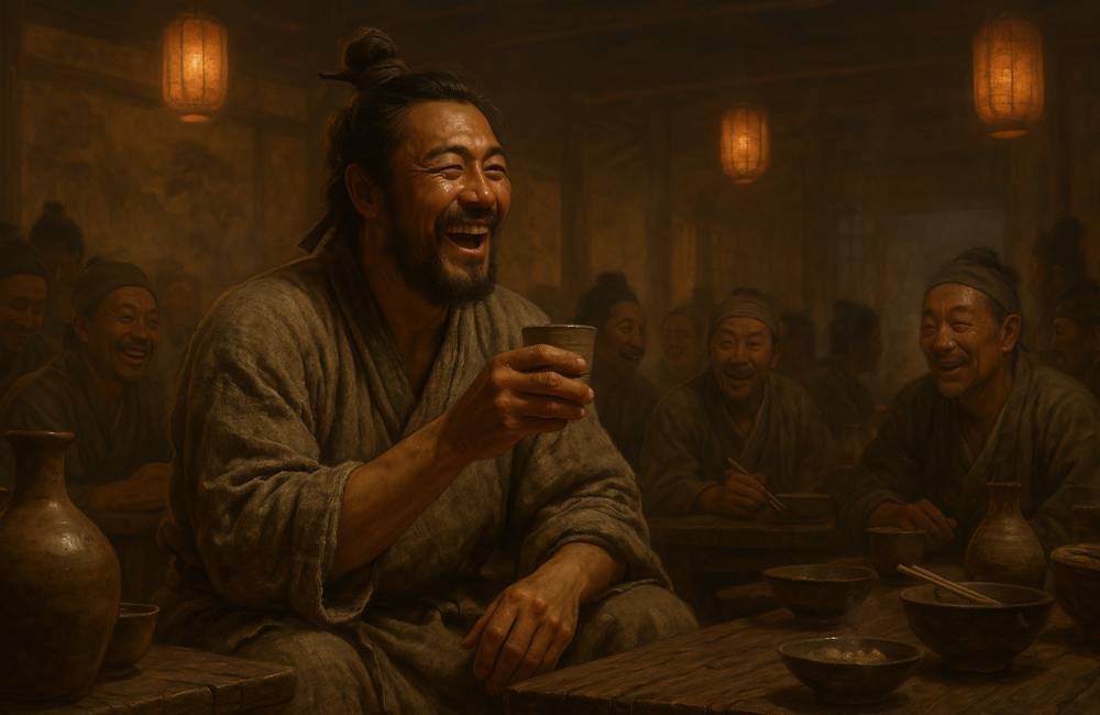 Liu Bang, boit dans une taverne