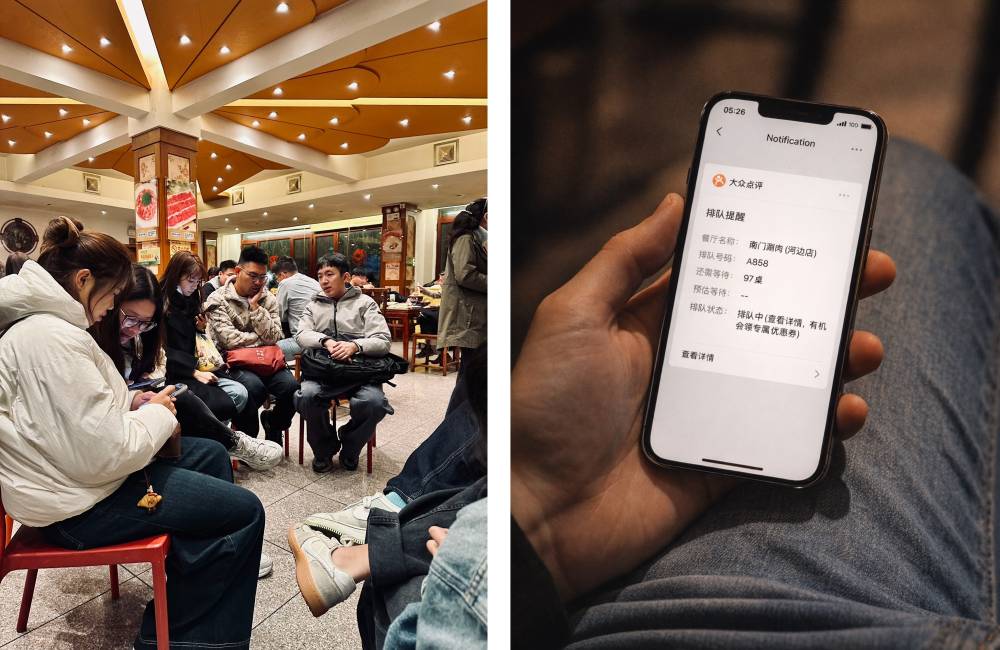 wechat, restaurant, file d'attente