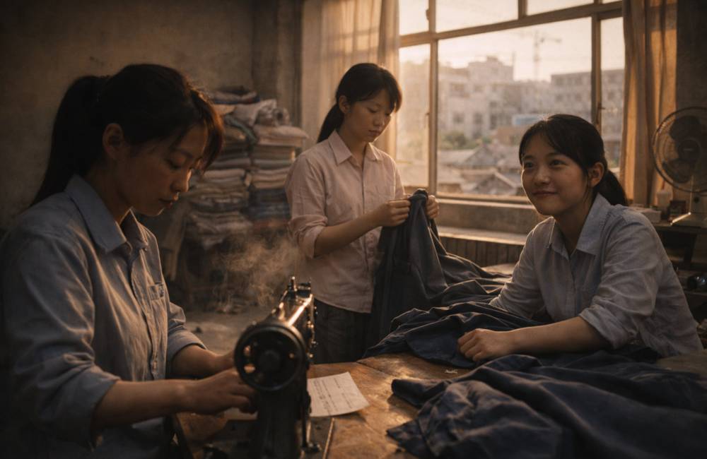 Atelier textile, ann&eacute;es 80, Chine