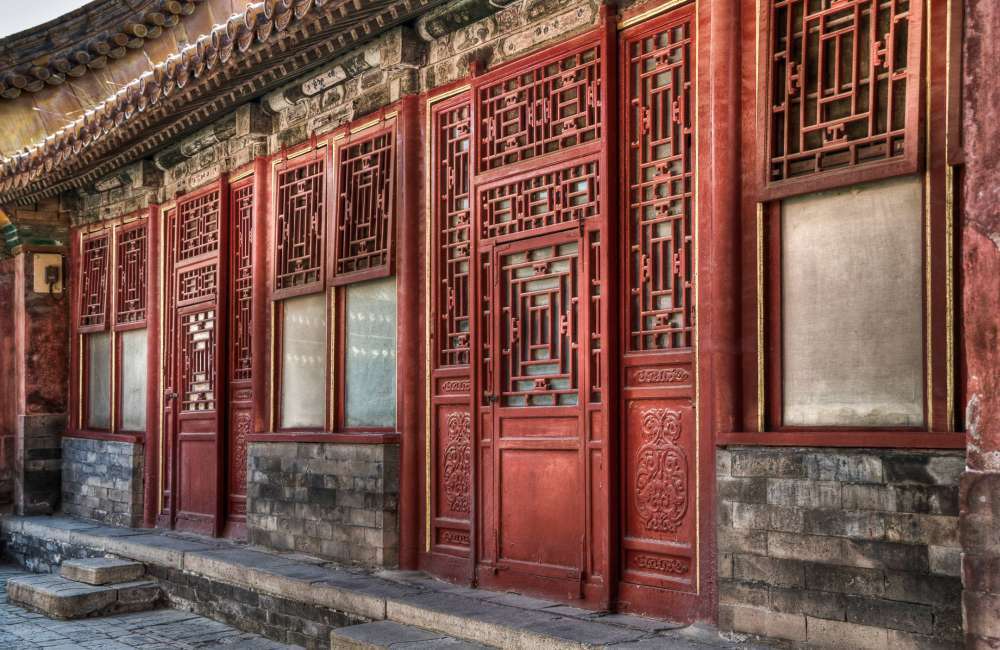 p&eacute;kin, cit&eacute; interdite, portes en bois