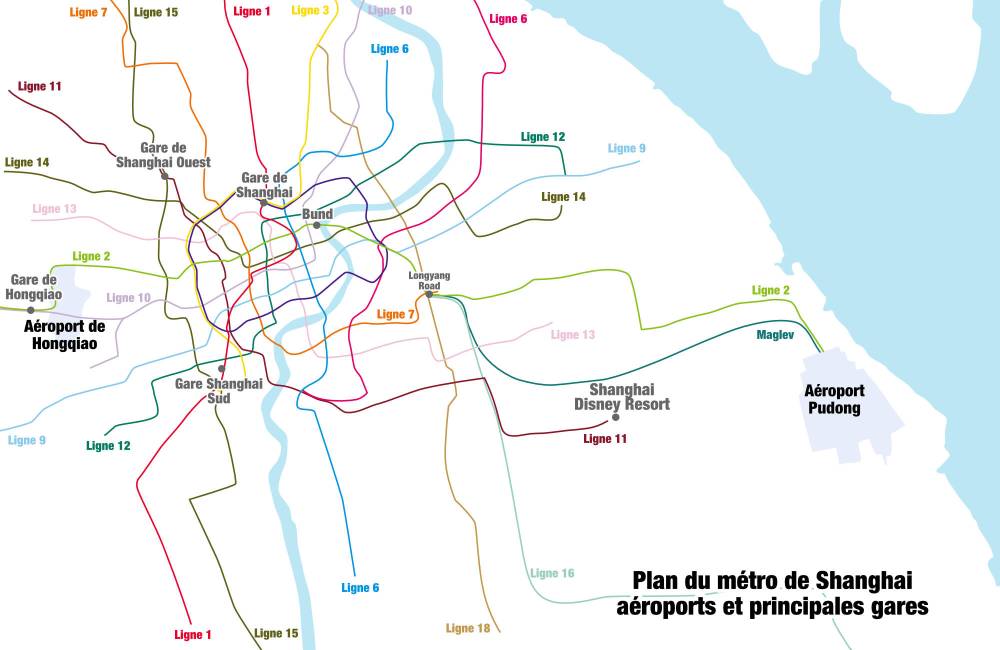 Plan du m&eacute;tro de Shanghai