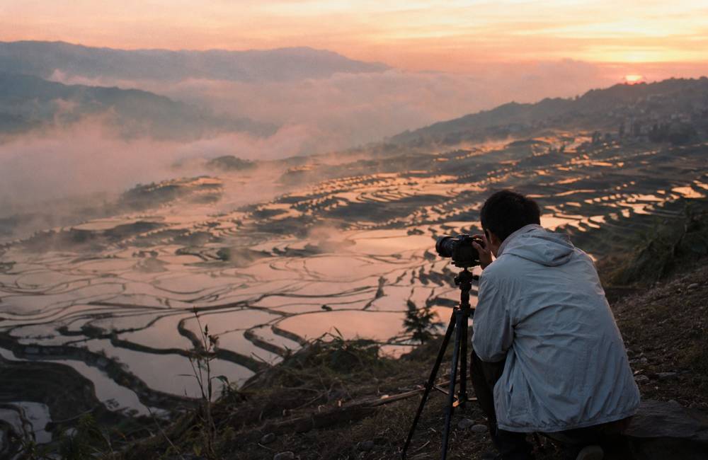 Rizi&egrave;res de Yuanyang au lever du soleil