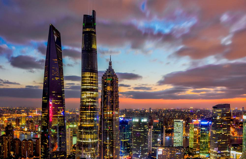 Les 3 grandes tours de Pudong &agrave; Shanghai