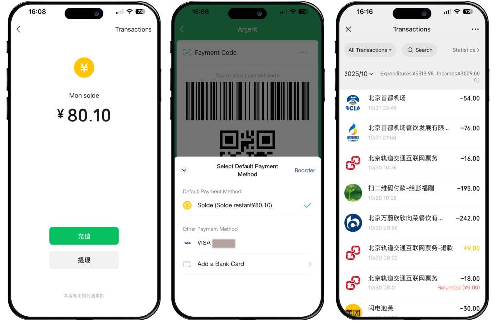 Paiement avec le wallet wechat