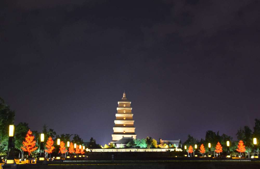 Grande pagode de l'oie sauvage, xi'an, nuit