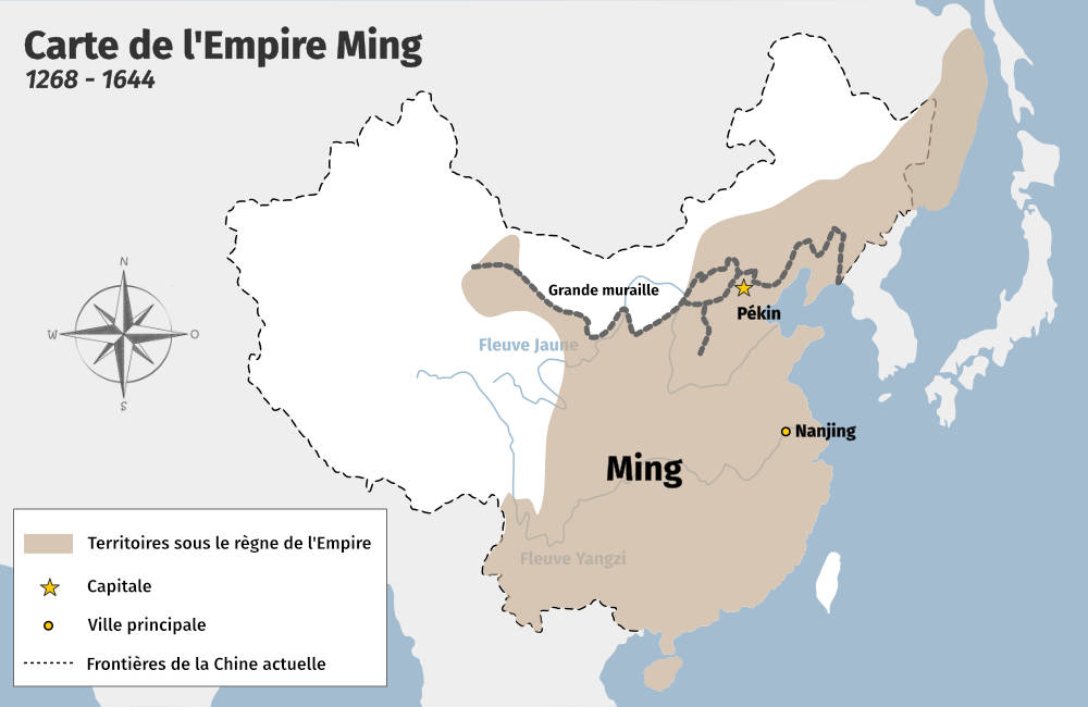 Carte de l'empire de la dynastie chinoise Ming (1268 &agrave; 1644)