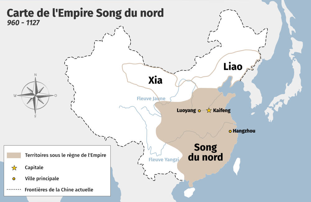 Carte empire dynastie des Song du nord (960 &agrave; 1127)