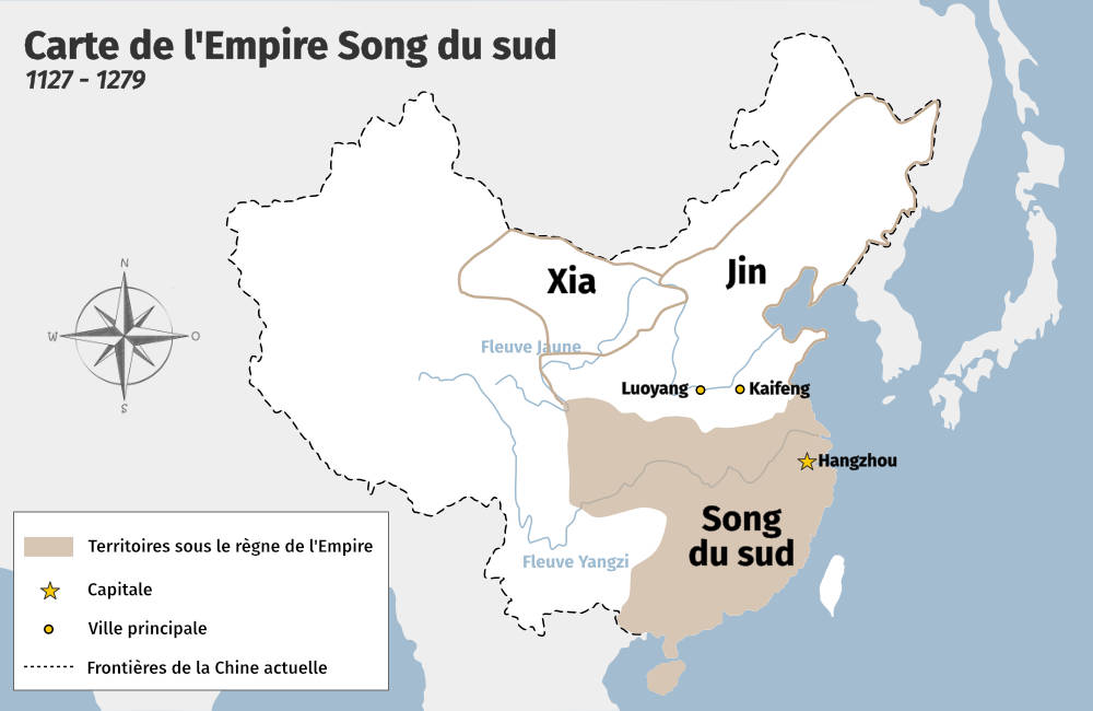 Carte empire dynastie des Song du sud (1127 &agrave; 1279)