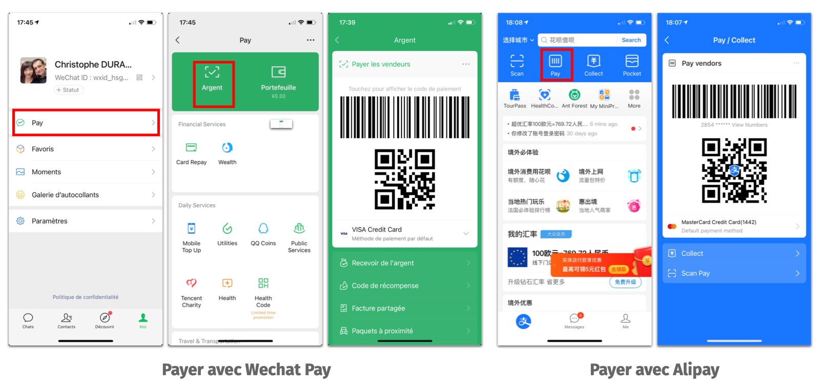 Utilisez les applications Alipay ou Wechat Pay pour payer en magasin