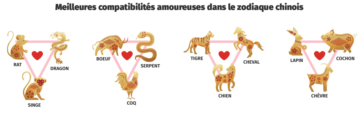 Signes compatibles entre eux dans le zodiaque chinois