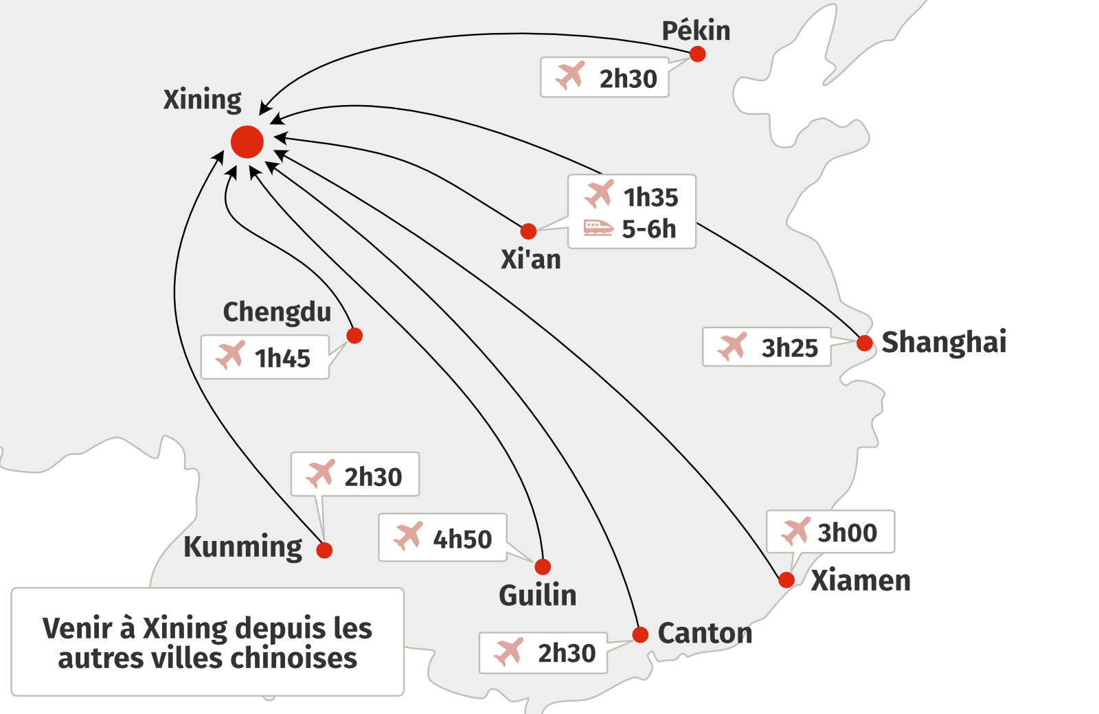 Commengt venir dans le Qinghai depuis P&eacute;kin, Shanghai et les grandes villes chinoises